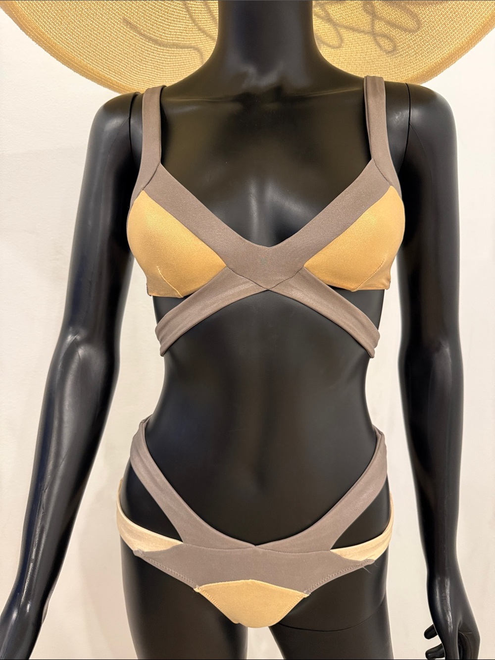 Agent Provocateur Nude Taupe Cutout Bikini Set Luxury Neutral Swimwear Size 2
